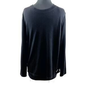 Omni Wool Mens Base Layer Top Black Long Sleeve Crewneck Shirt Thermal Size L